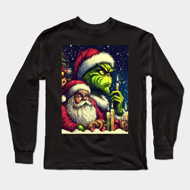 Whimsical Holidays: Grinch-Inspired Artwork and Festive Delights Long Sleeve T-Shirt by insaneLEDP